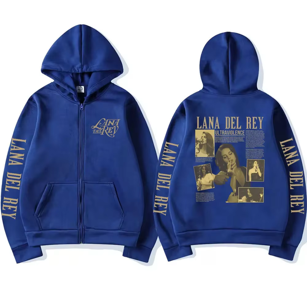 Sweat à capuche rétro Lana Del Rey pour hommes et femmes, fermeture éclair, Album de musique Ultravi