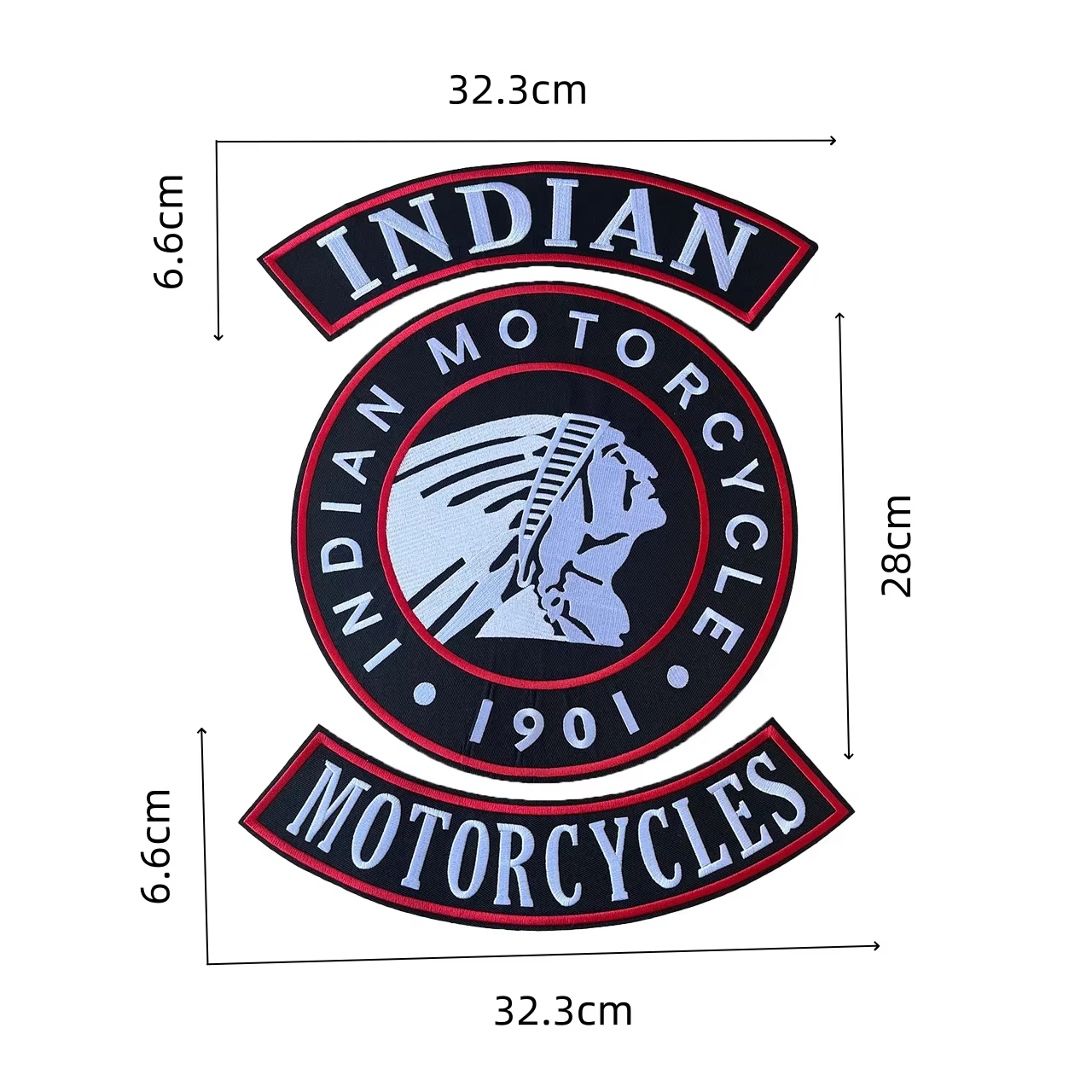 Logo personnalisé grande taille motards indiens Patch brodé fer sur coudre sur patchs vêtements déco