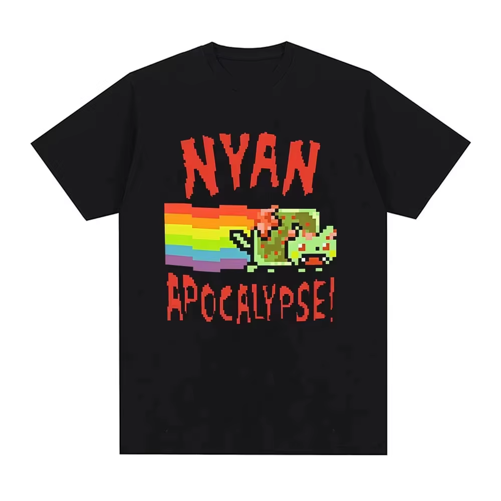 T-shirt drôle avec motif chat arc-en-ciel Nyan, vêtements pour hommes et femmes, T-shirts décontract