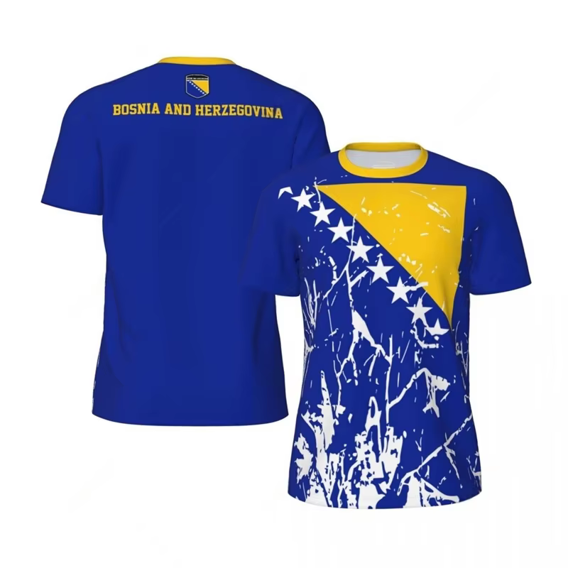 T-shirt à motif de Bosnie-Herzégovine, imprimé en 3D, T-shirt de sport pour hommes, T-shirt de footb