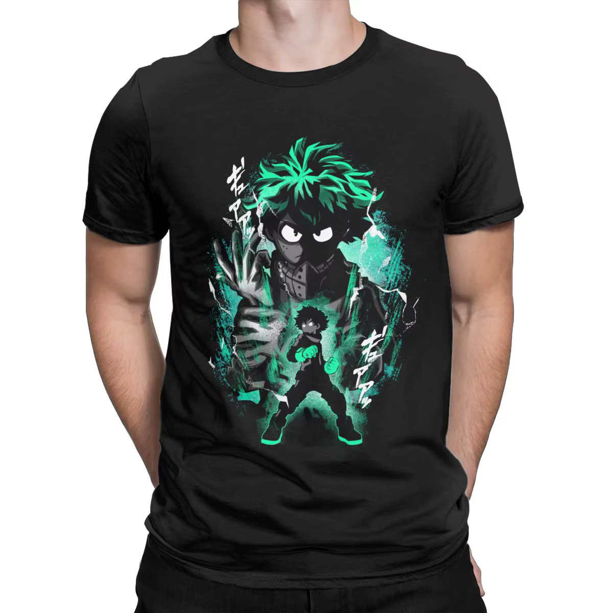 Homme T-Shirts Mon Héros Universités Héros Deku Anime T-shirt pour hommes Vintage En Coton À Manches