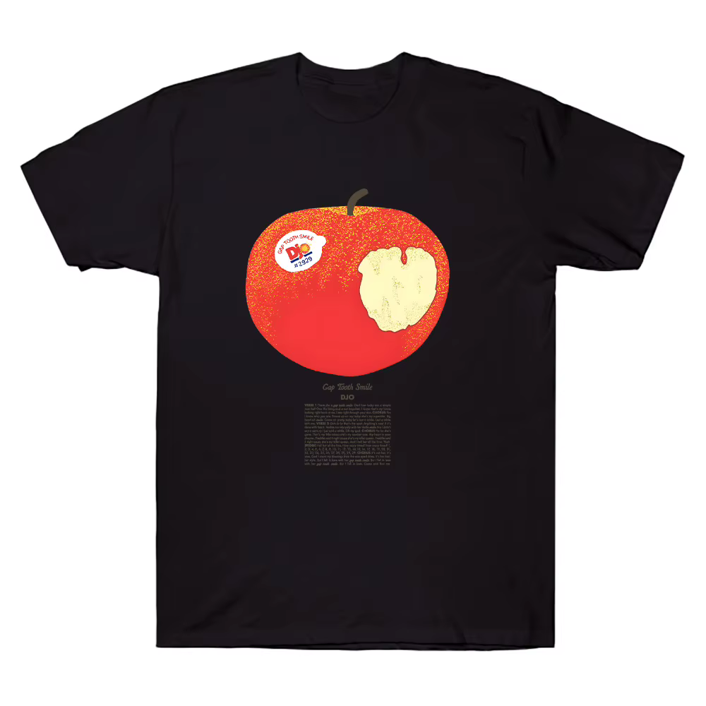 Djo Apple T-Shirt drôle dessin animé graphique t-shirts femmes à manches courtes hommes hauts haute 