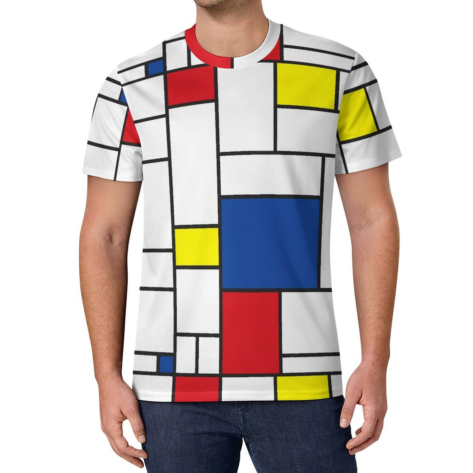 De Stijl t-shirt imprimé Mondrian inspiré Hippie t-shirts à manches courtes t-shirt personnalisé amu