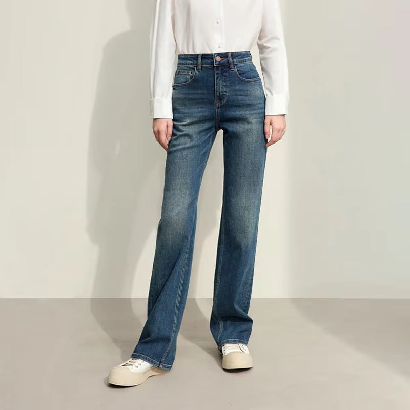 Amii Minimalism Straight Jeans pour femmes, automne 2024, style décontracté polyvalent en denim, pan