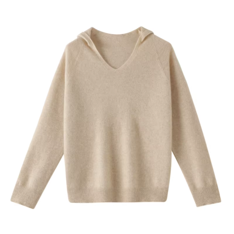 Pull en cachemire pour femme, 100% laine mérinos, à la mode, col en v, à capuche, chaud, nouvelle co