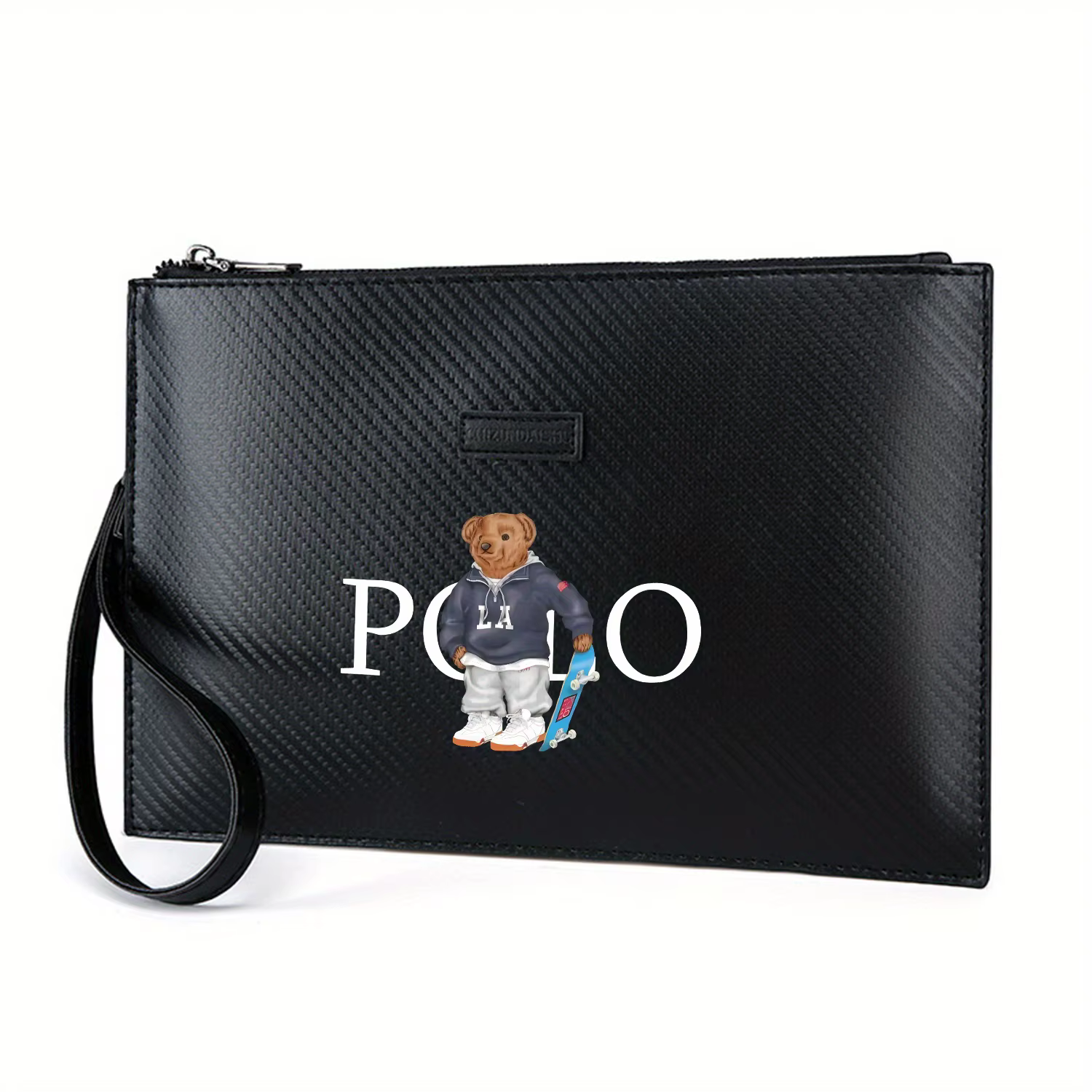 Patrouilleur d'ours portant une sweat à capuche avec logo LA, sac à main élégant imprimé en PU pour 