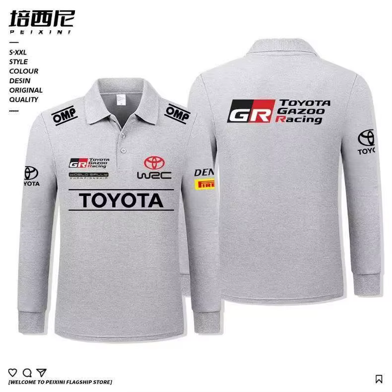 T-shirt Toyota Racing Team GR Racing, polo décontracté à manches longues en coton pour hommes, col r
