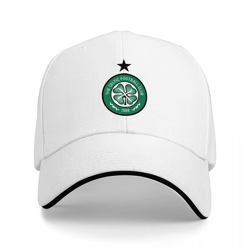 Casquette de baseball avec logo du Celtic Football Club, noire avec emblème vert et bordure blanche,