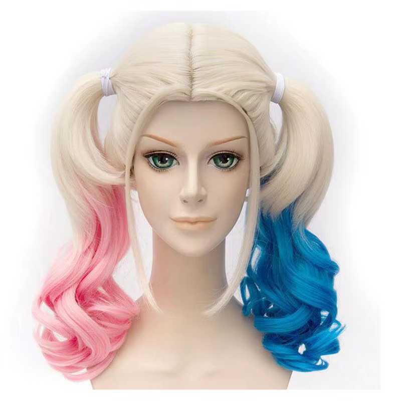 Ensemble complet d'accessoires pour cosplay, cosplay, Halloween Quinn Squad Harley Monster Wig, étui