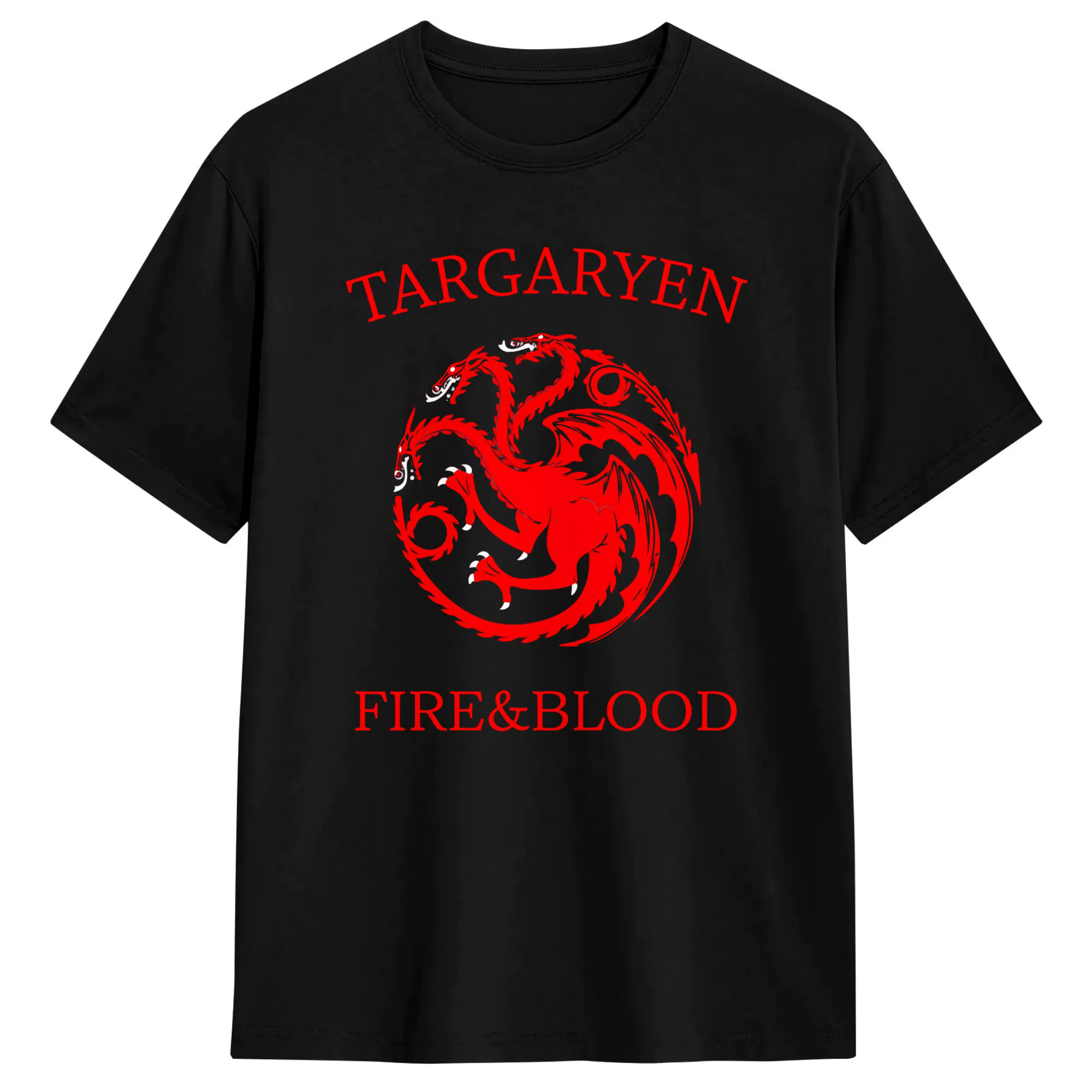 T-shirt Targaryen Fire & Blood pour hommes, T-shirt à manches courtes et col rond, vêtements d'été e