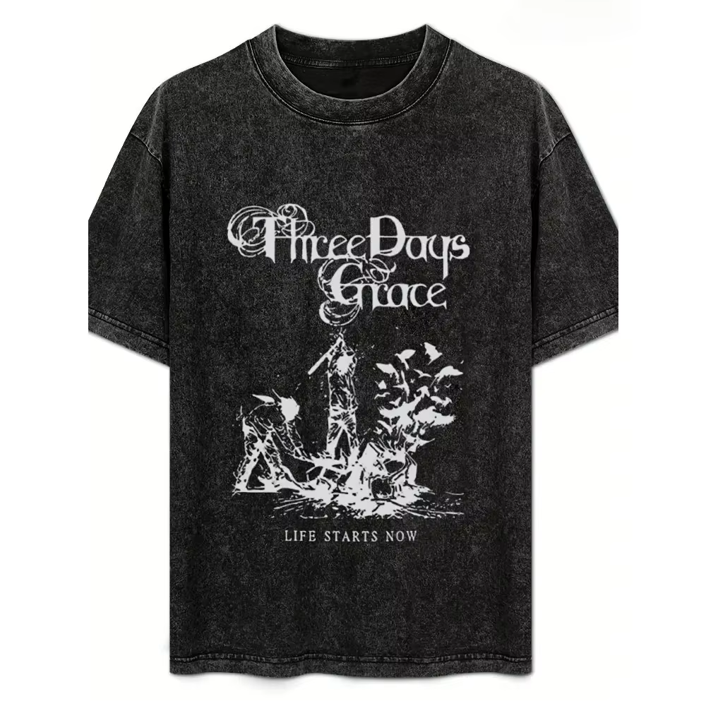 Rock Grace groupe de trois jours lavé nouveauté vêtements pour hommes t-shirt Homme graphique T-Shir