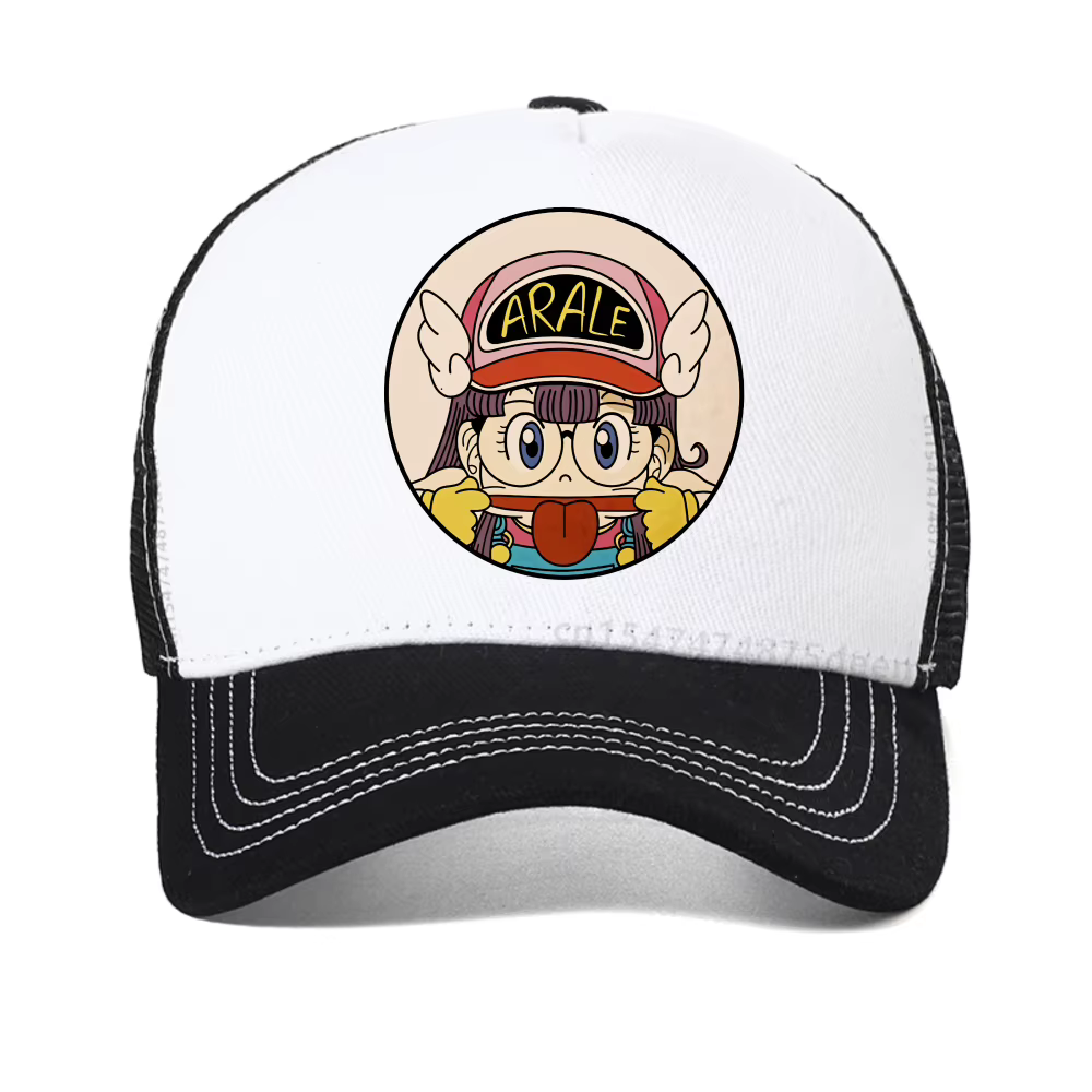 Casquette de baseball Arale pour femme, design japonais, décontractée, en maille, avec fermeture sna