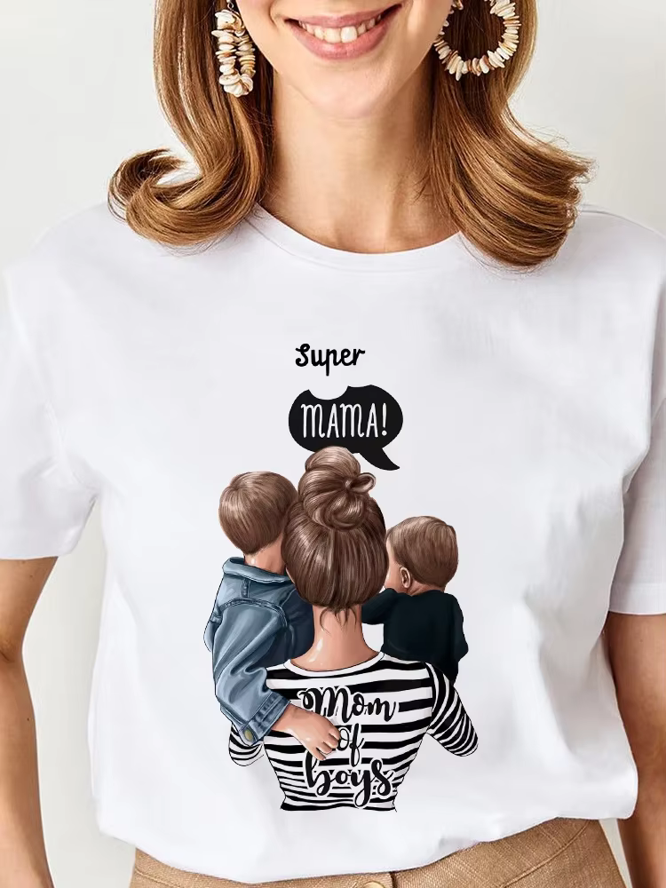Femmes dessin animé Super maman vie Momlife maman mère été impression T-shirts haut T-Shirt dames fe