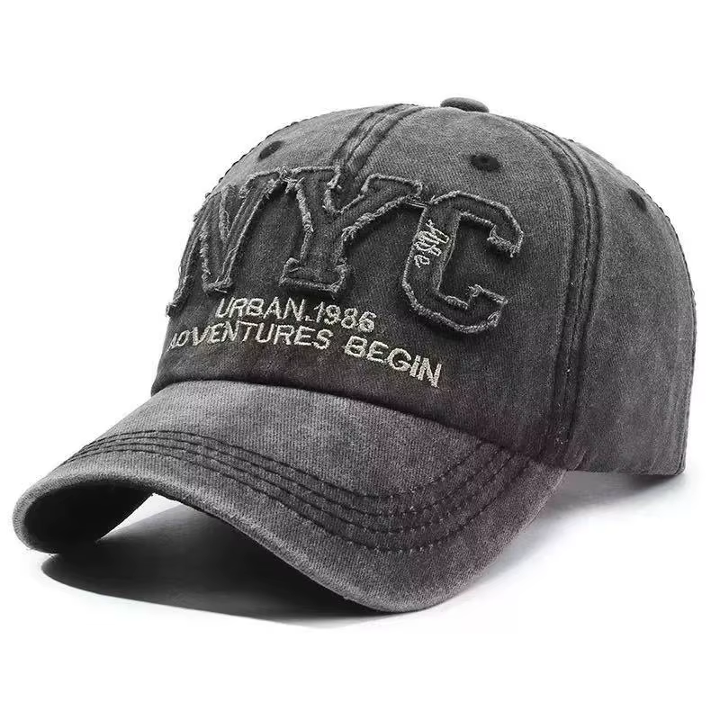 Casquette de baseball vintage en jean délavé avec visière, pour hommes et femmes, idéale pour le spo