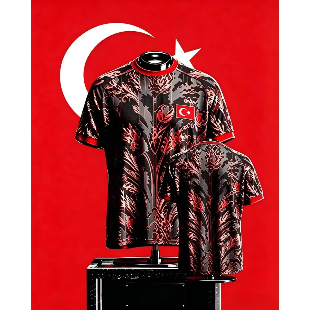 Maillot de football à imprimé floral turc, T-shirt d'entraînement de football respirant et à séchage