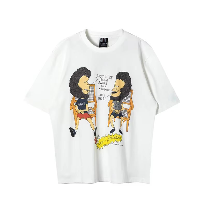 T-shirt Noir Délavé à Manches Courtes et Col Rond pour Homme et Femme, Streetwear Vintage d'Été, 202