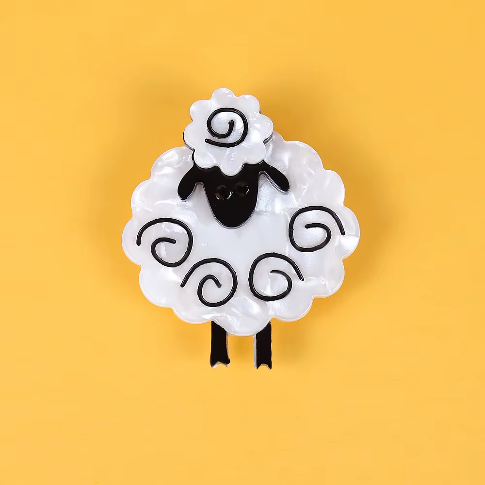 Accessoires d'animaux de mode faits à la main, broche de mouton de dessin animé en acrylique, access