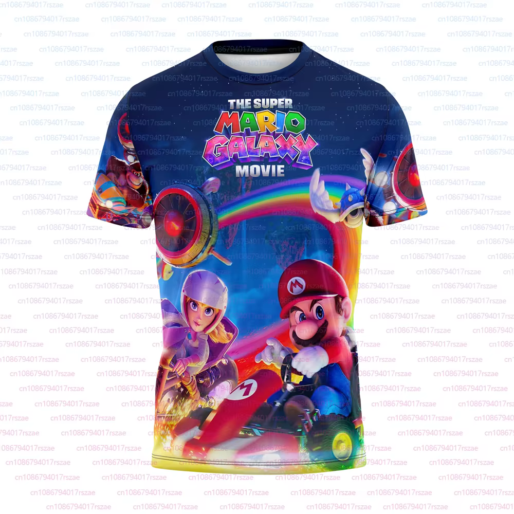 T-shirts à manches courtes pour garçons, imprimés 3D du film Super Mario Galaxy, mode d'été, streetw