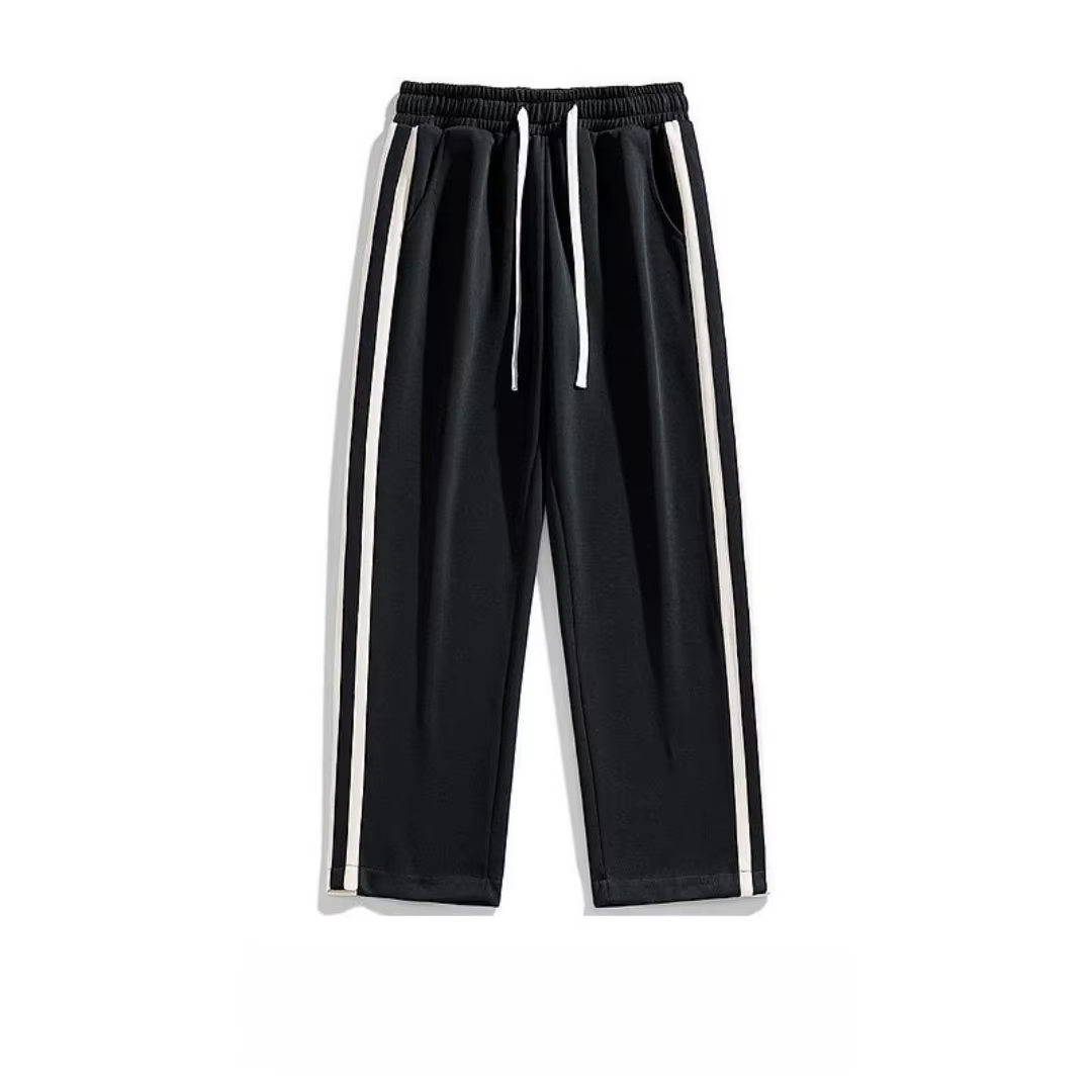 Nouveau Pantalon de jogging streetwear rayé pour femme, coupe droite ample, taille haute élastique, 