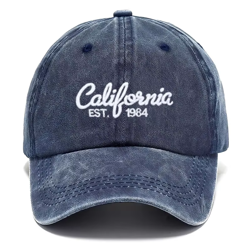Casquette de baseball en coton brodée Californie unisexe vintage délavée, casquette snapback décontr
