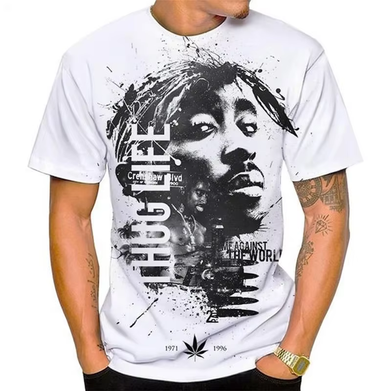 Nouvelles femmes hommes mode impression 3D Tupac Shakur 2Pac T-shirt personnalité décontractée Hip-h