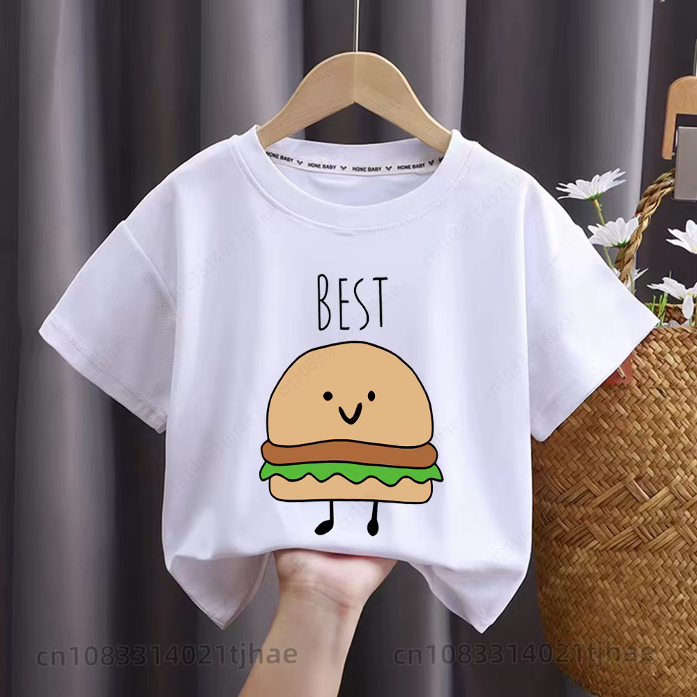 Drôle meilleur ami jumeaux enfants T-shirt pour bébé Sandwich et Hamburger nourriture T-shirt chemis