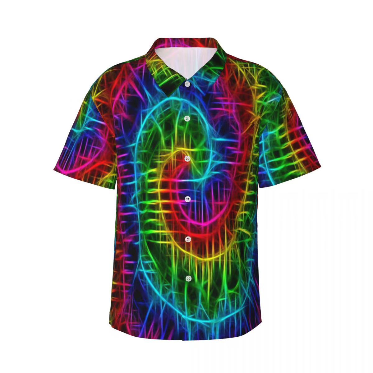 Chemise hawaïenne à teinture par nouage pour hommes, chemises décontractées en spirale abstraite Coo