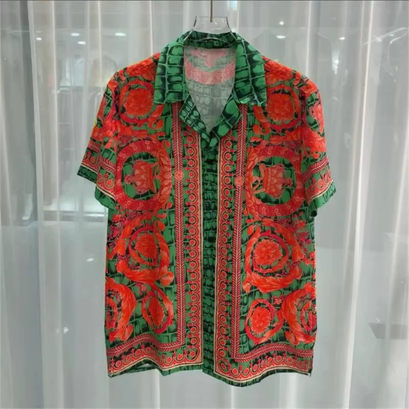 Chemises d'été vintage pour hommes, chemise à manches courtes imprimée en 3D, décontractée, tendance