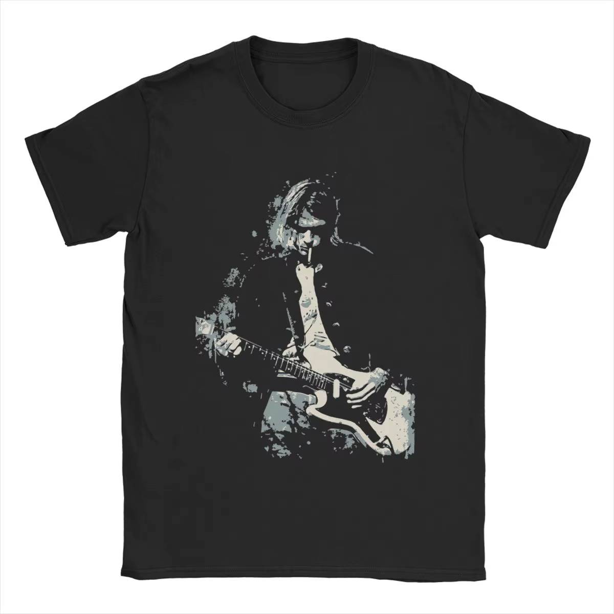 2025 hommes Kurt Cobain guitare t-shirts coton vêtements incroyable à manches courtes col rond t-shi