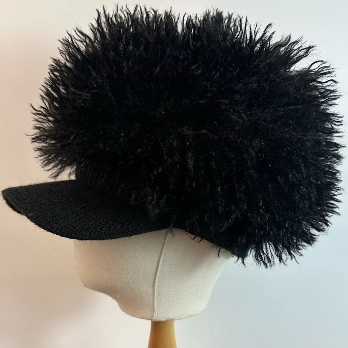 Casquette de Baseball avec perruque bouclée et moelleuse pour femmes et hommes, tricot élastique à L