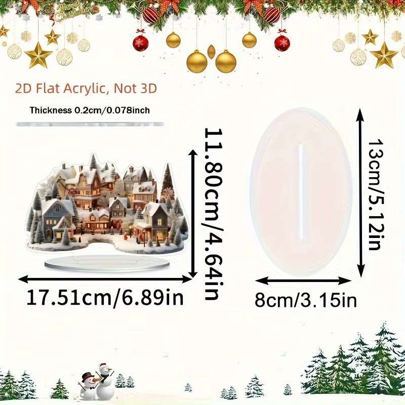 Décor de Village de noël en acrylique 2D au pays des merveilles, maison de neige, bonhomme de neige,