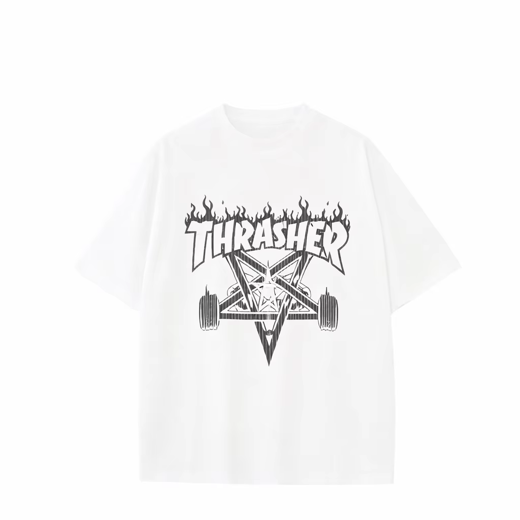 T-shirt à manches courtes pour hommes Thrasher Flame, coupe décontractée, vêtements de sport d'été, 