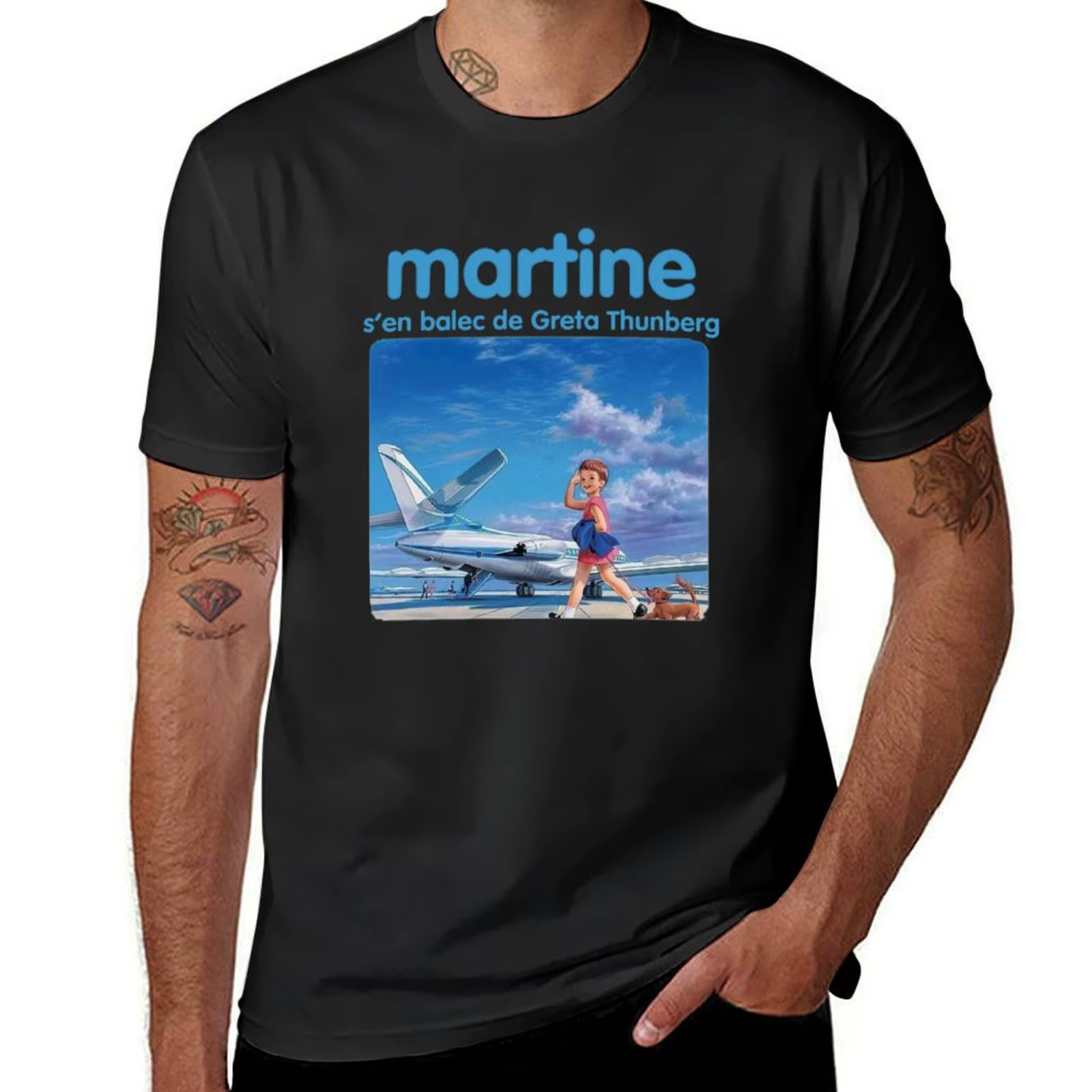 Martine se débarrasse de Greta Thunberg T-shirt graphique pour homme, chemisier anime à séchage rapi