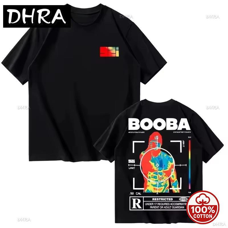B2O T-shirts hommes mode BOOBA imprimé à manches courtes t-shirt femmes drôle Harajuku Streetwear t-