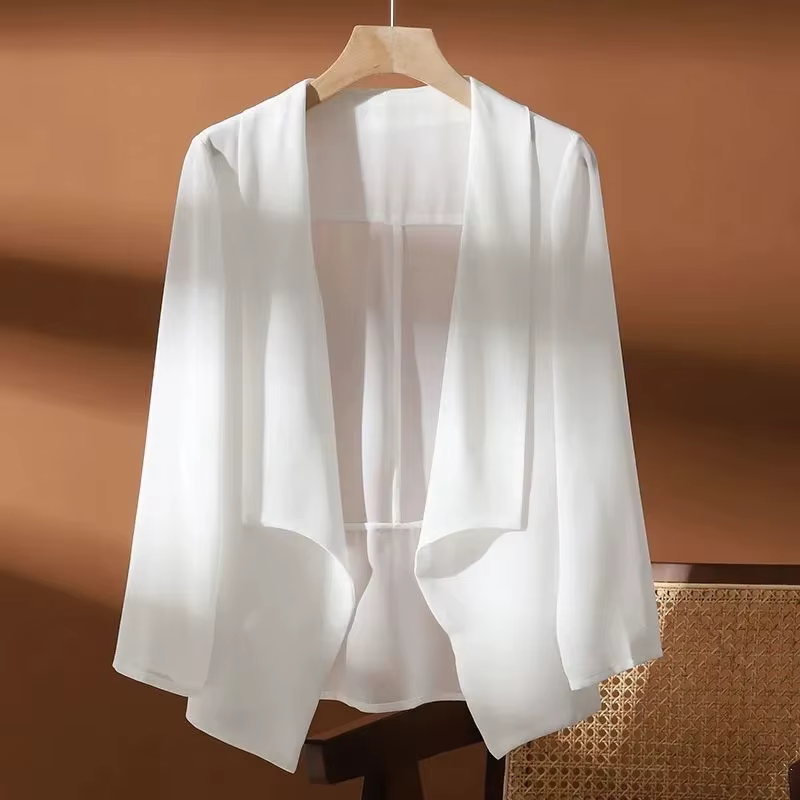 Manteau en mousseline de soie pour femmes, châle féminin, vêtements d'été, protection solaire, veste