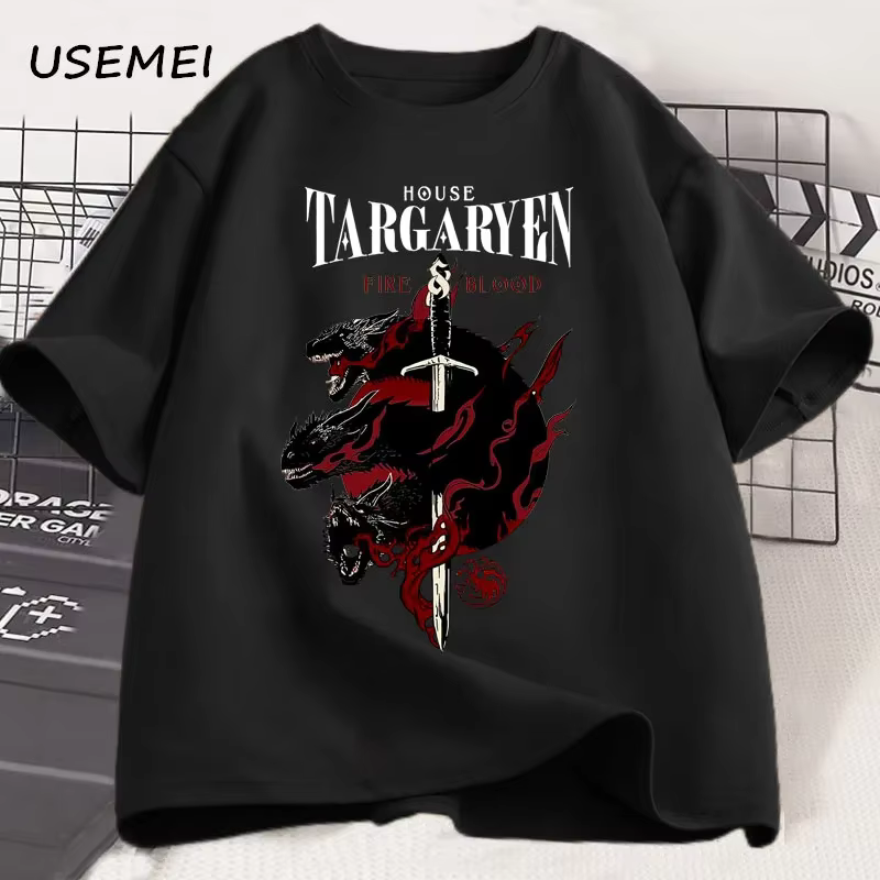 Maison Targaryen T-Shirt feu et sang T-Shirt GOT hommes T-Shirt coton mode à manches courtes décontr