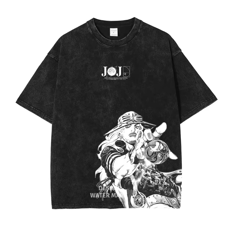 T-shirt graphique Joseph Joestar JoJo's Bizarre Adventure, coton délavé vintage, streetwear rétro an