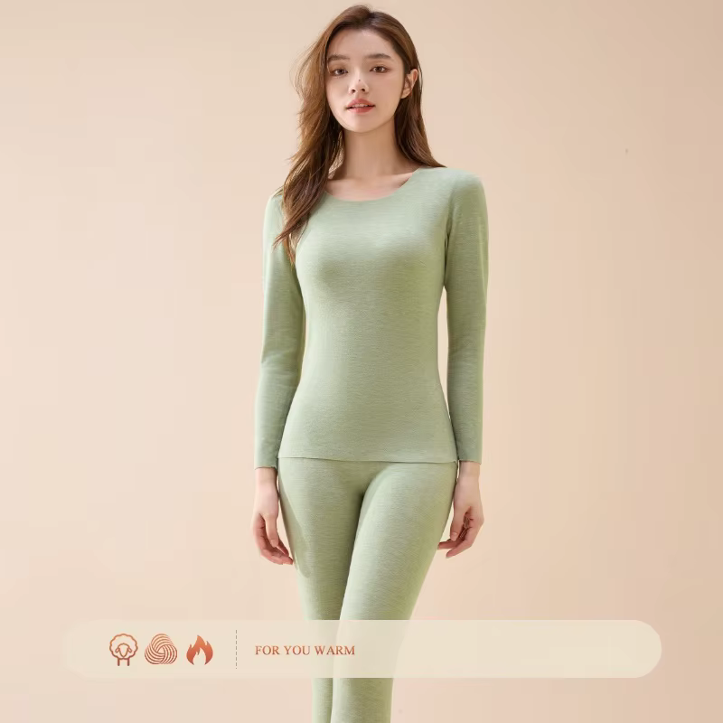 Ensemble de sous-vêtements thermiques en velours de cerf sans couture pour femmes, automne-hiver, co