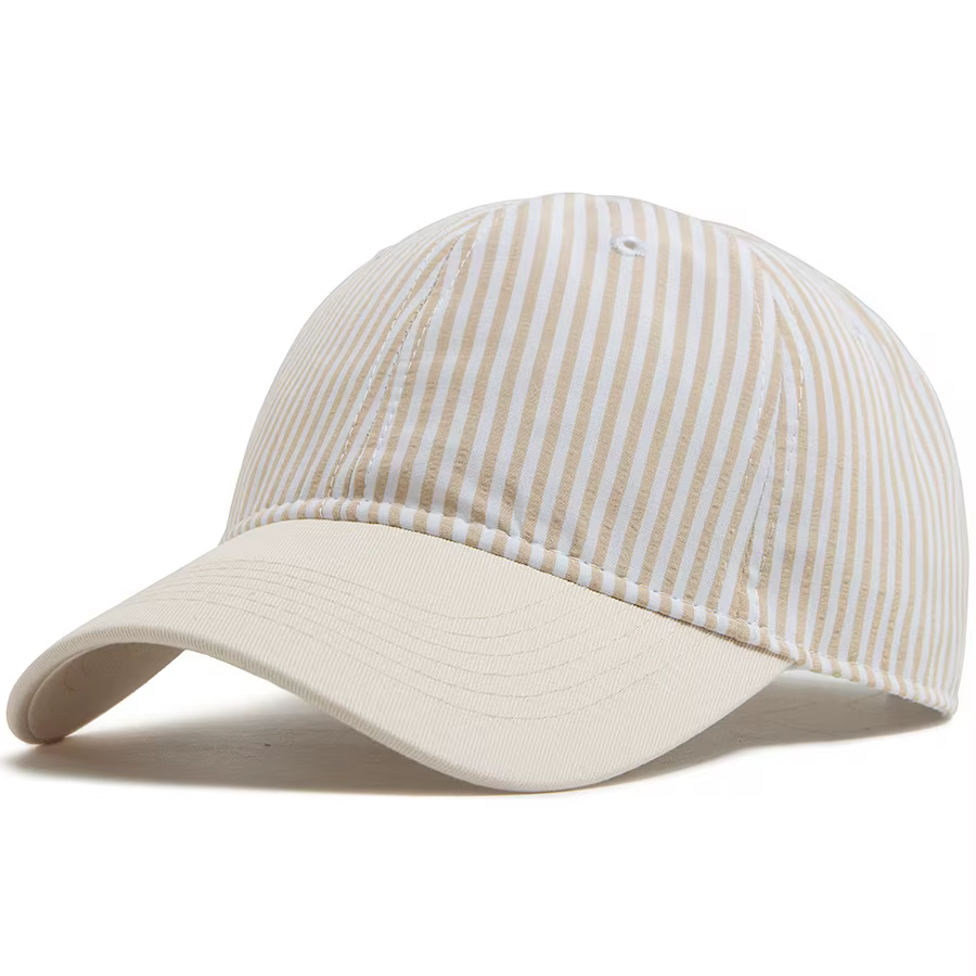 Casquette de baseball rayée unisexe beige vintage, souple et décontractée, style 'Dad Hat' et Snapba