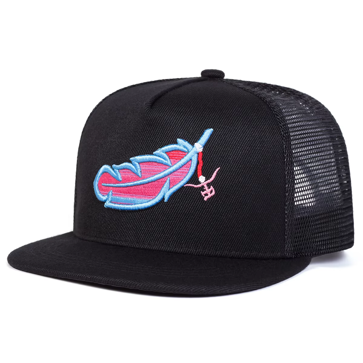 Chapeaux en filet Hip-hop brodés de plumes colorées unisexes, casquettes de Baseball décontractées r