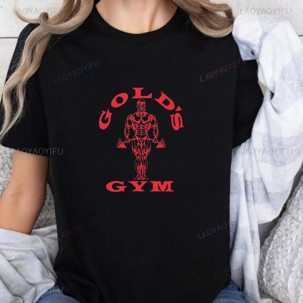 GOLDS GYM T-shirt imprimé pour homme, tendance GYM, Harajuku, manches courtes, unisexe, motif, grand