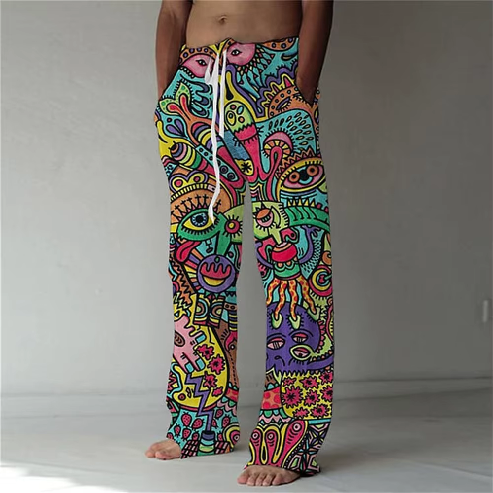Pantalon large pour homme imprimé en 3D style hip-hop, pantalon pour homme imprimé tendance, confort