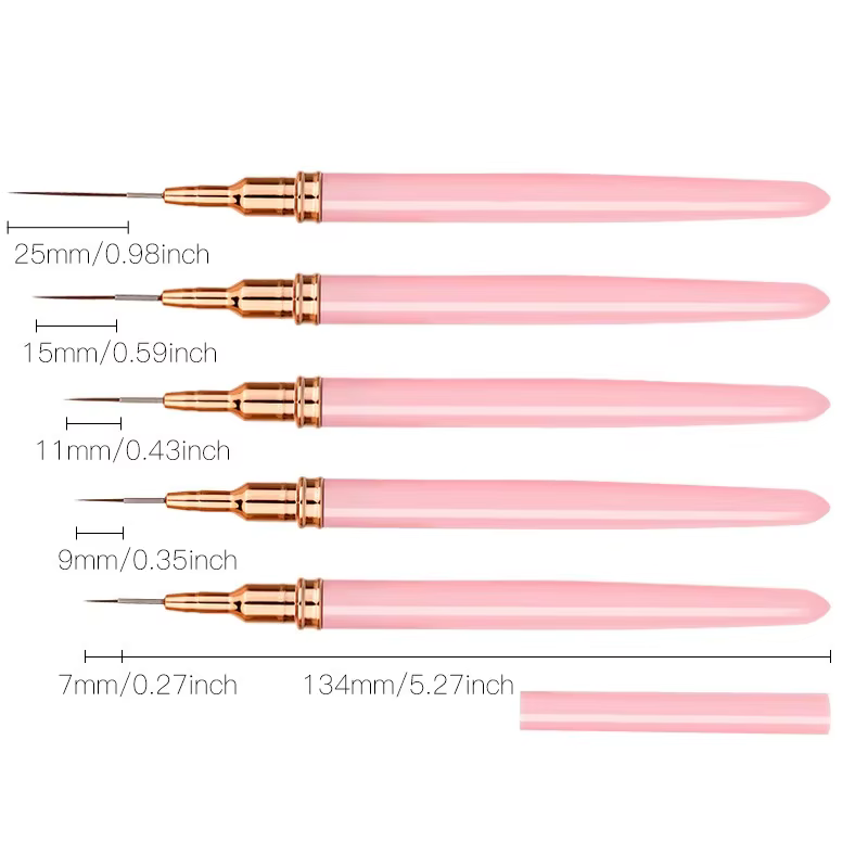 Ensemble de pinceaux à ongles fins pour Nail Art, pinceaux à doublure, peinture acrylique, N64., 5 p