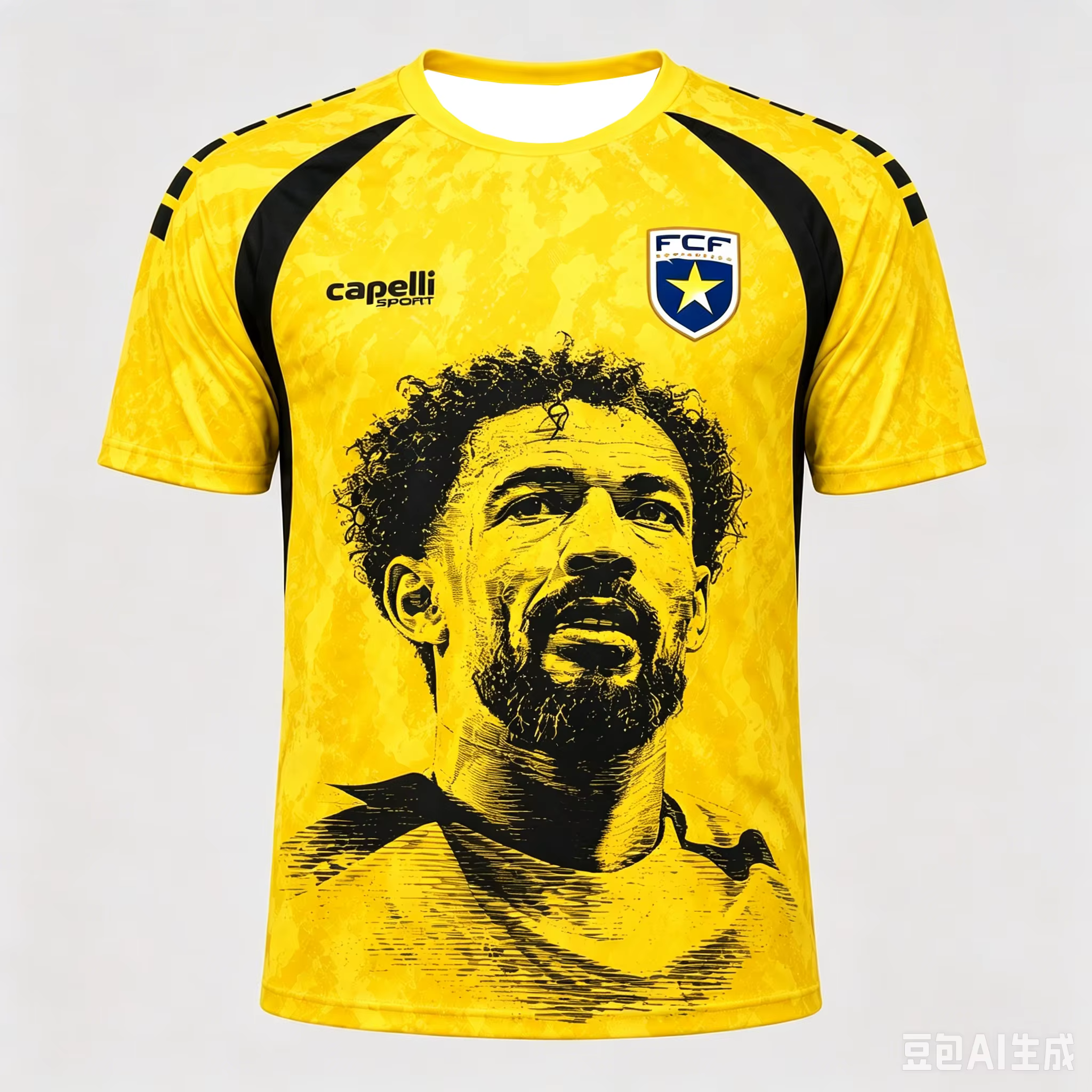 Nouveau maillot de football de l'équipe du Cap-Vert pour hommes, jaune, avec portrait d'étoile, t-sh