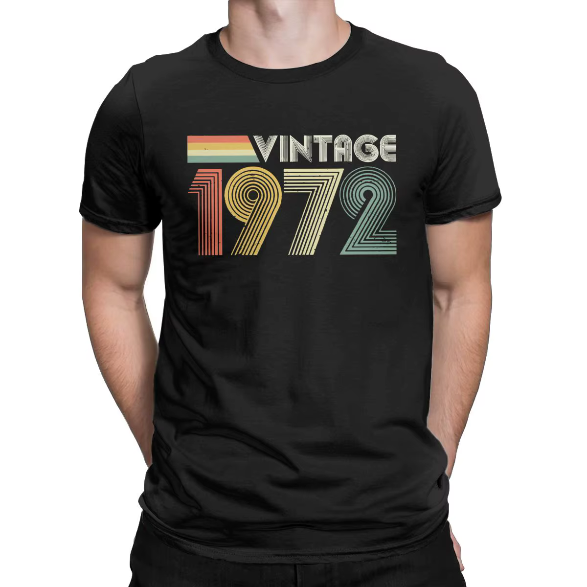 T-Shirt Vintage en pur coton pour hommes, cadeau de 50e anniversaire, vêtement imprimé à manches cou