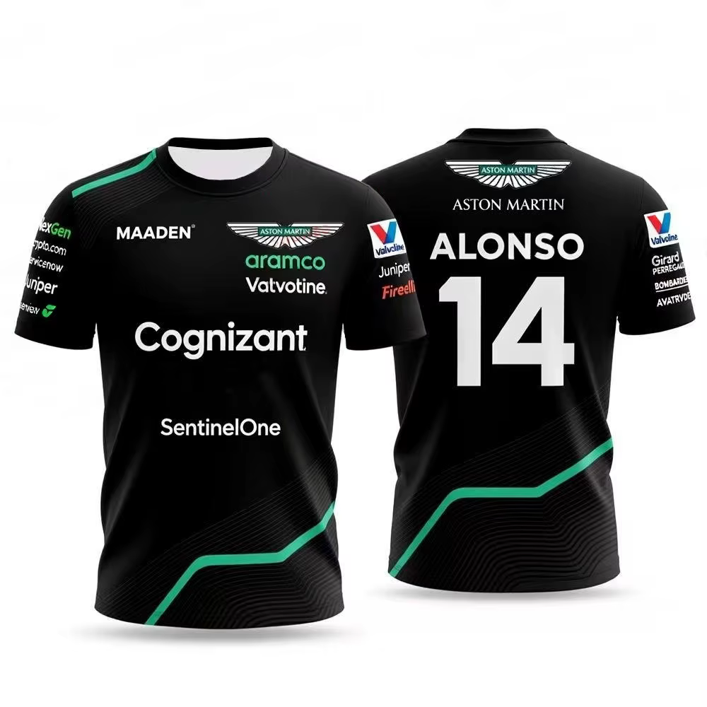 T-shirt Aston Martin pour homme, combinaison de course Fernando Alonso 14, T-shirt respirant, T-shir