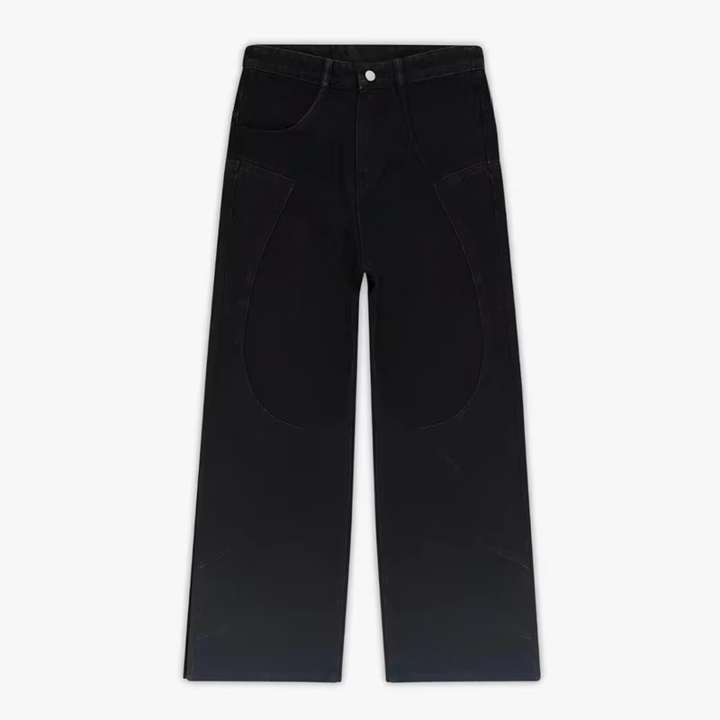 Jeans noirs Harajuku hip hop Fromszn, jeans baggy brut, broderie Y2K, police d'écriture rétro, unise