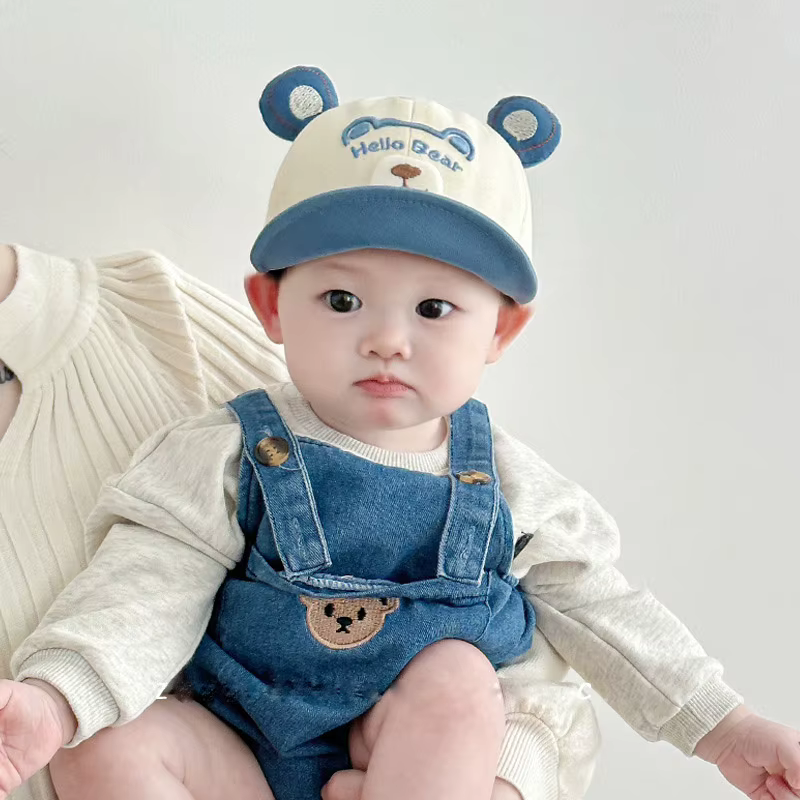 Casquette de baseball pour bébé avec oreilles d'ours de dessin animé, visière souple, réglable, pour
