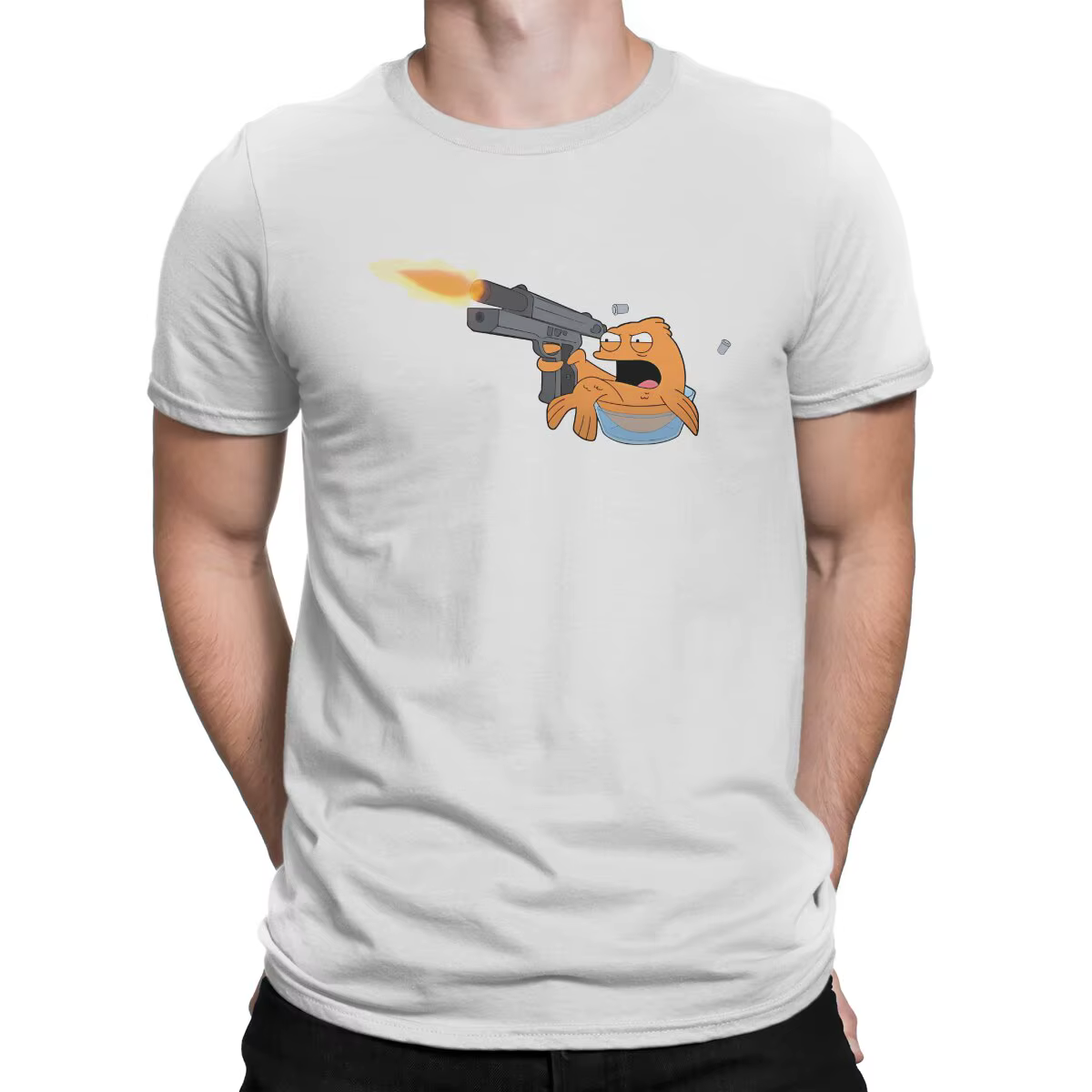 T-shirt en pur coton à col rond A-American Dad Cartoon pour hommes, Streetwear créatif, personnalisé