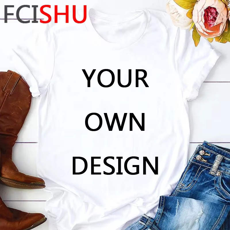 Personnalisez votre Photo ou Logo votre propre conception T-shirt hommes unisexe blanc rose T-shirt 